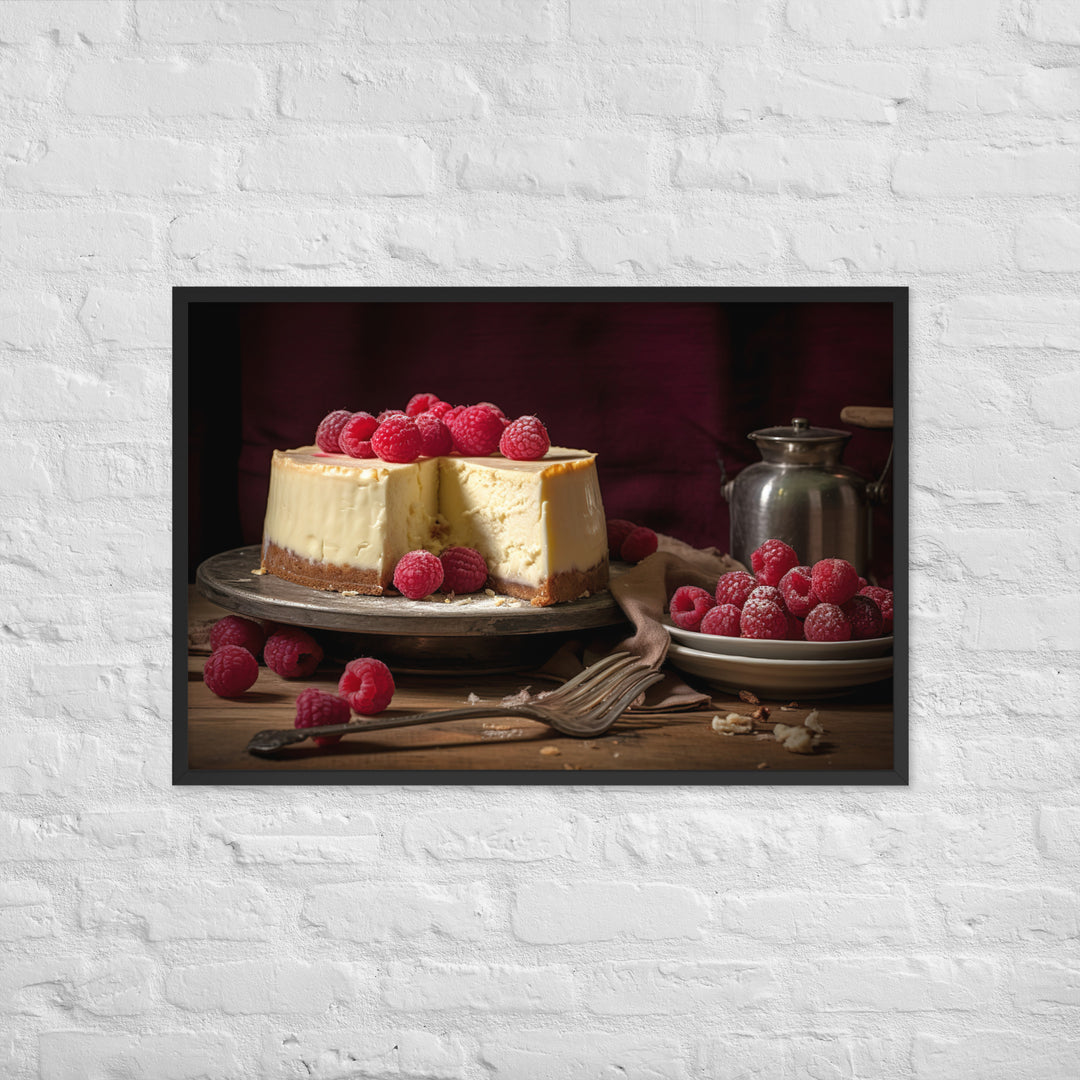 White Chocolate Raspberry Cheesecake Framed poster 🤤 from Yumify.AI