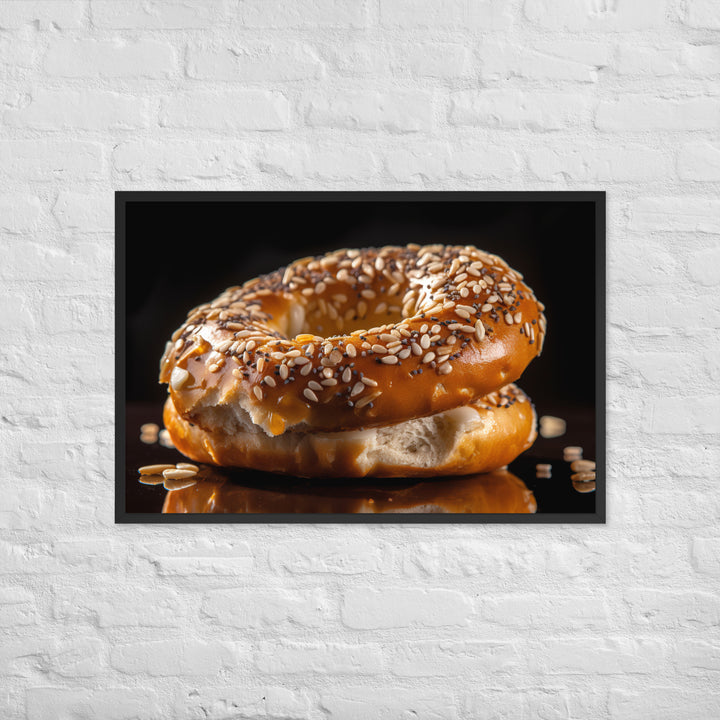 Sesame Bagel Framed poster 🤤 from Yumify.AI