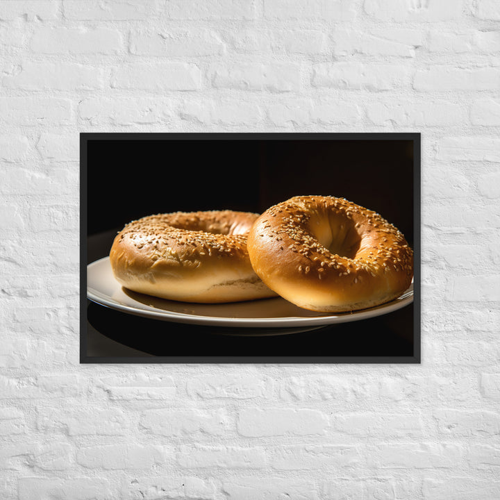 Plain Bagel Framed poster 🤤 from Yumify.AI