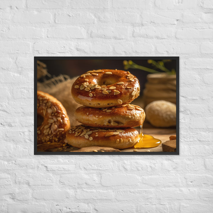 Honey Wheat Bagel Framed poster 🤤 from Yumify.AI