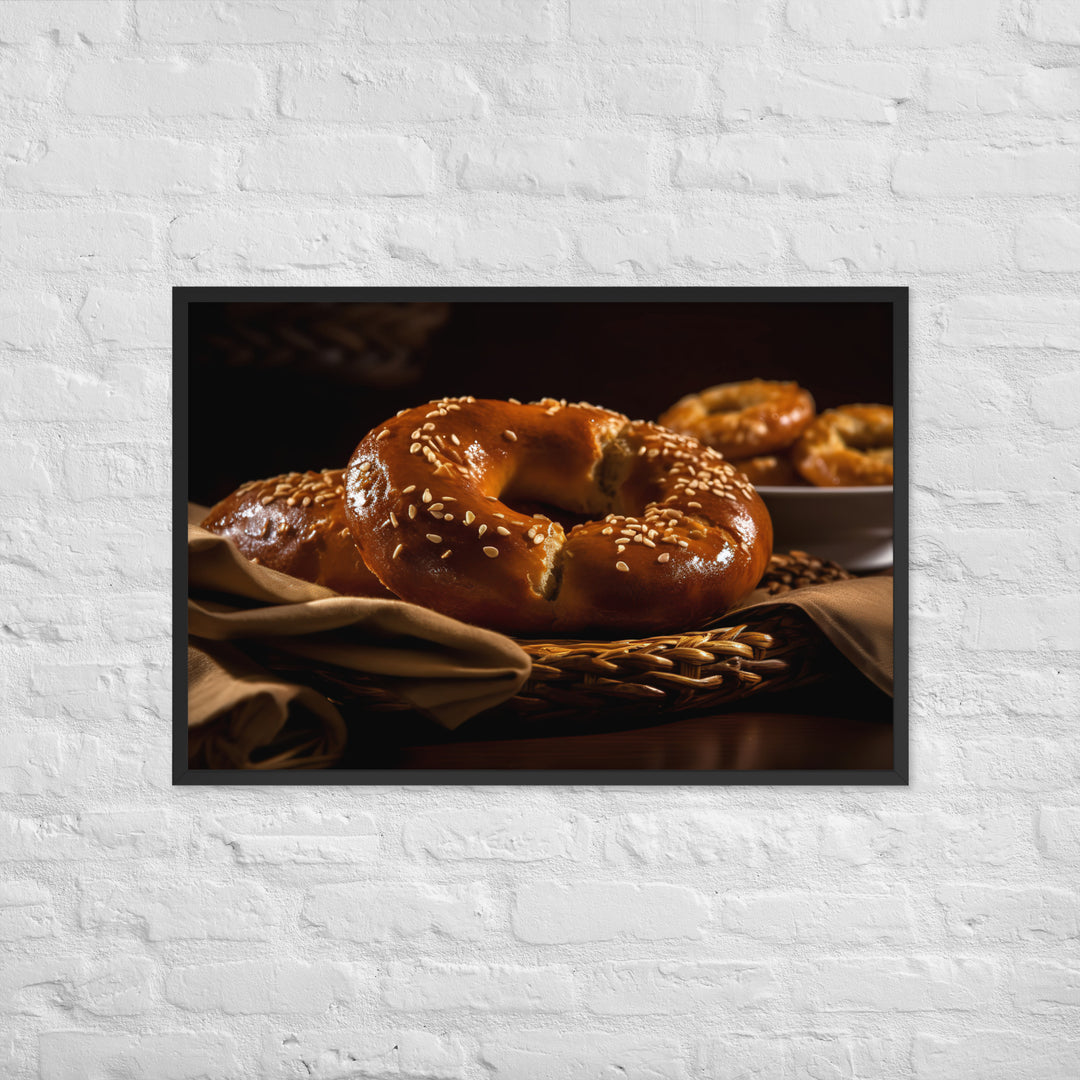 Honey Wheat Bagel Framed poster 🤤 from Yumify.AI