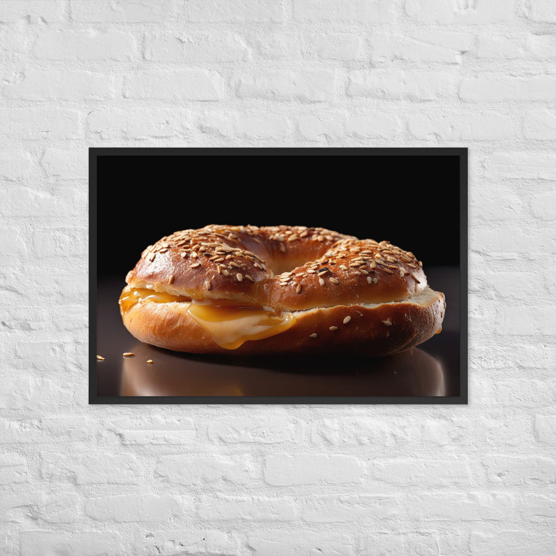 Honey Wheat Bagel Framed poster 🤤 from Yumify.AI