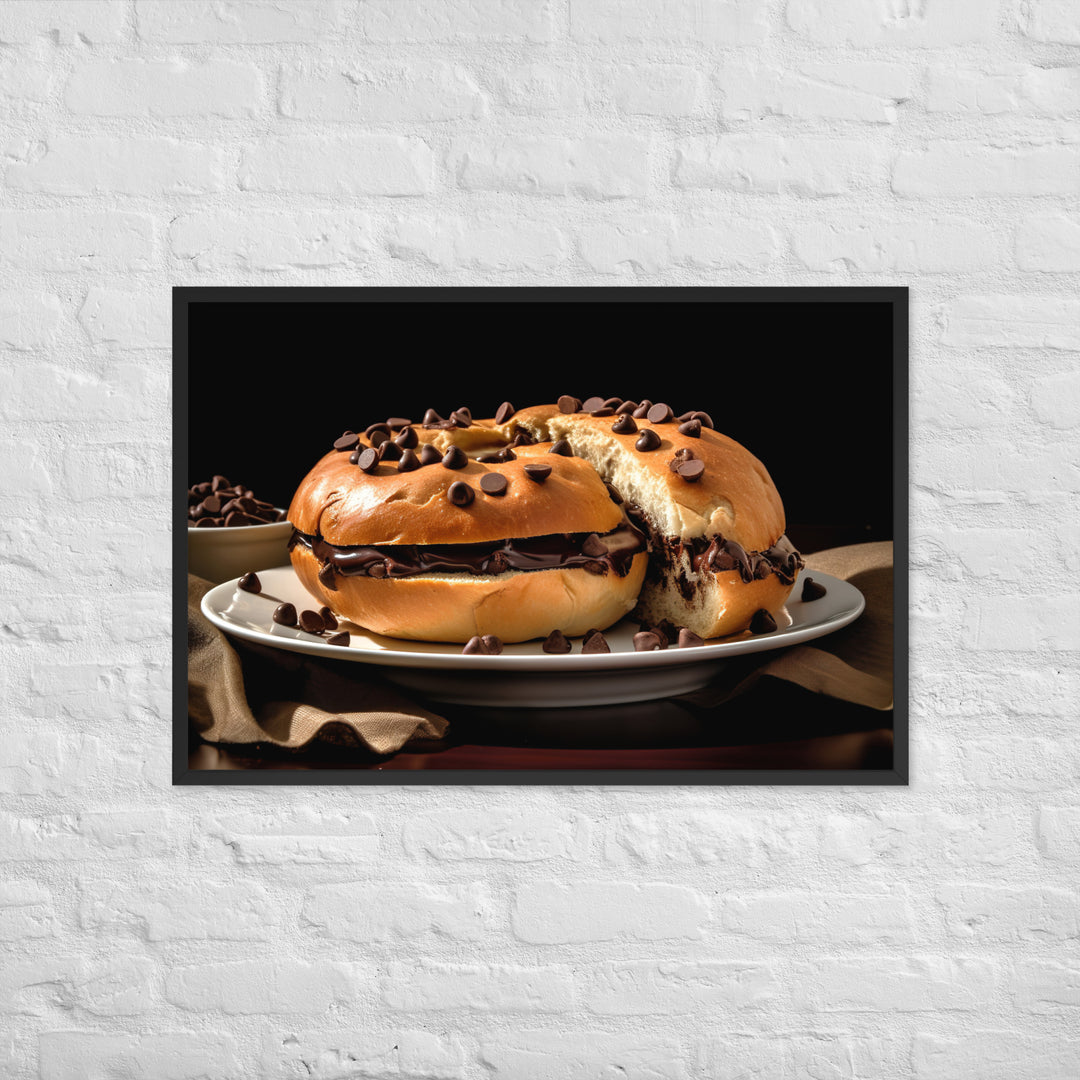 Chocolate Chip Bagel Framed poster 🤤 from Yumify.AI