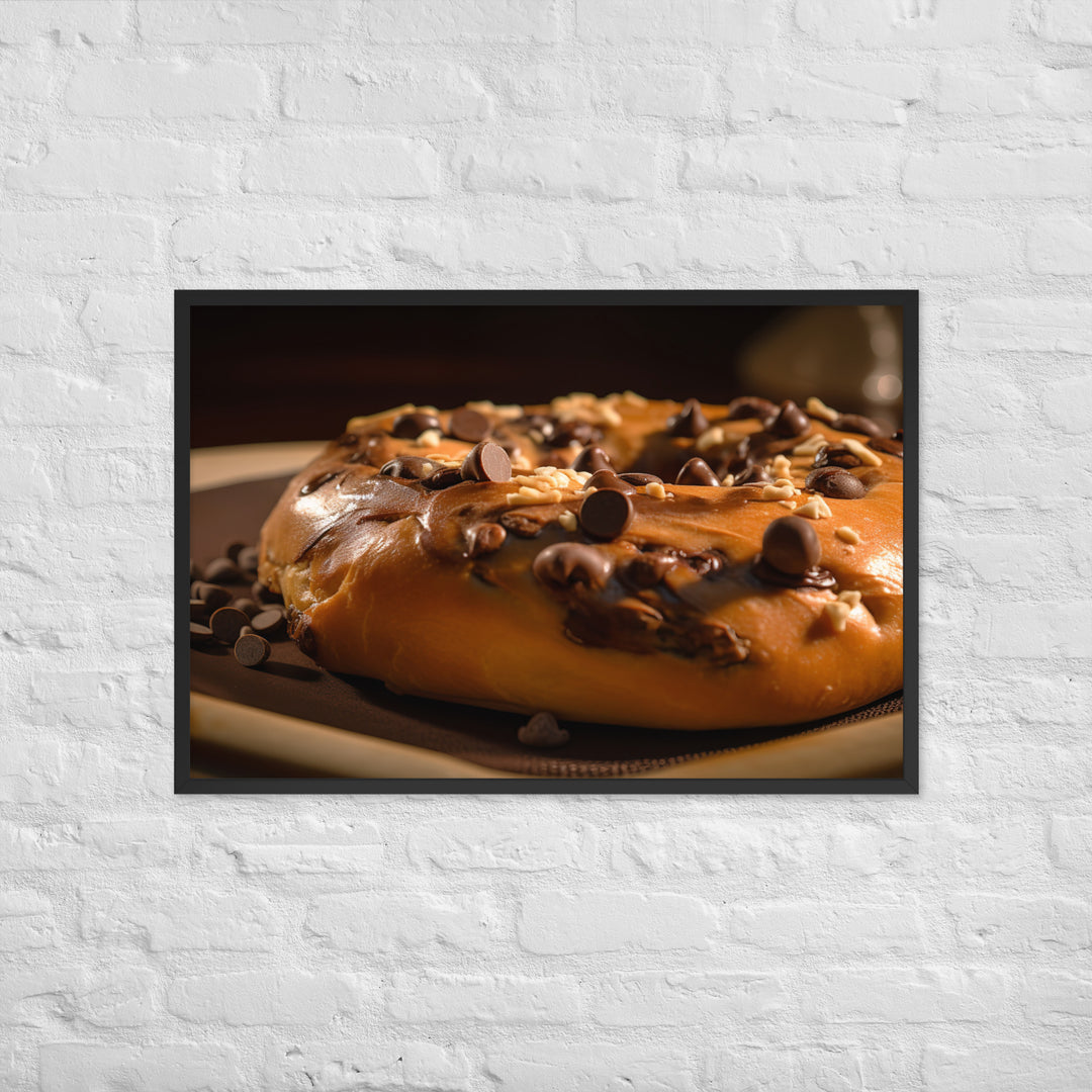 Chocolate Chip Bagel Framed poster 🤤 from Yumify.AI