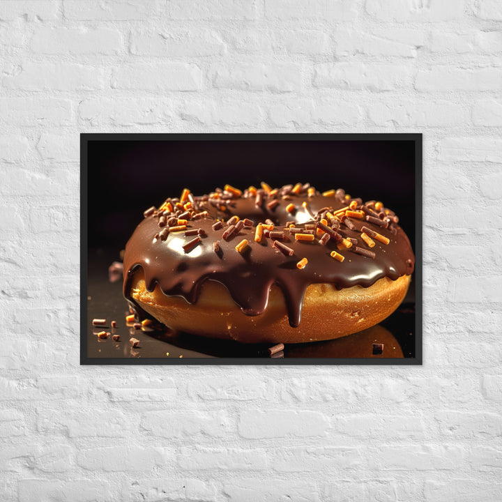 Chocolate Frosted Donut Framed poster 🤤 from Yumify.AI