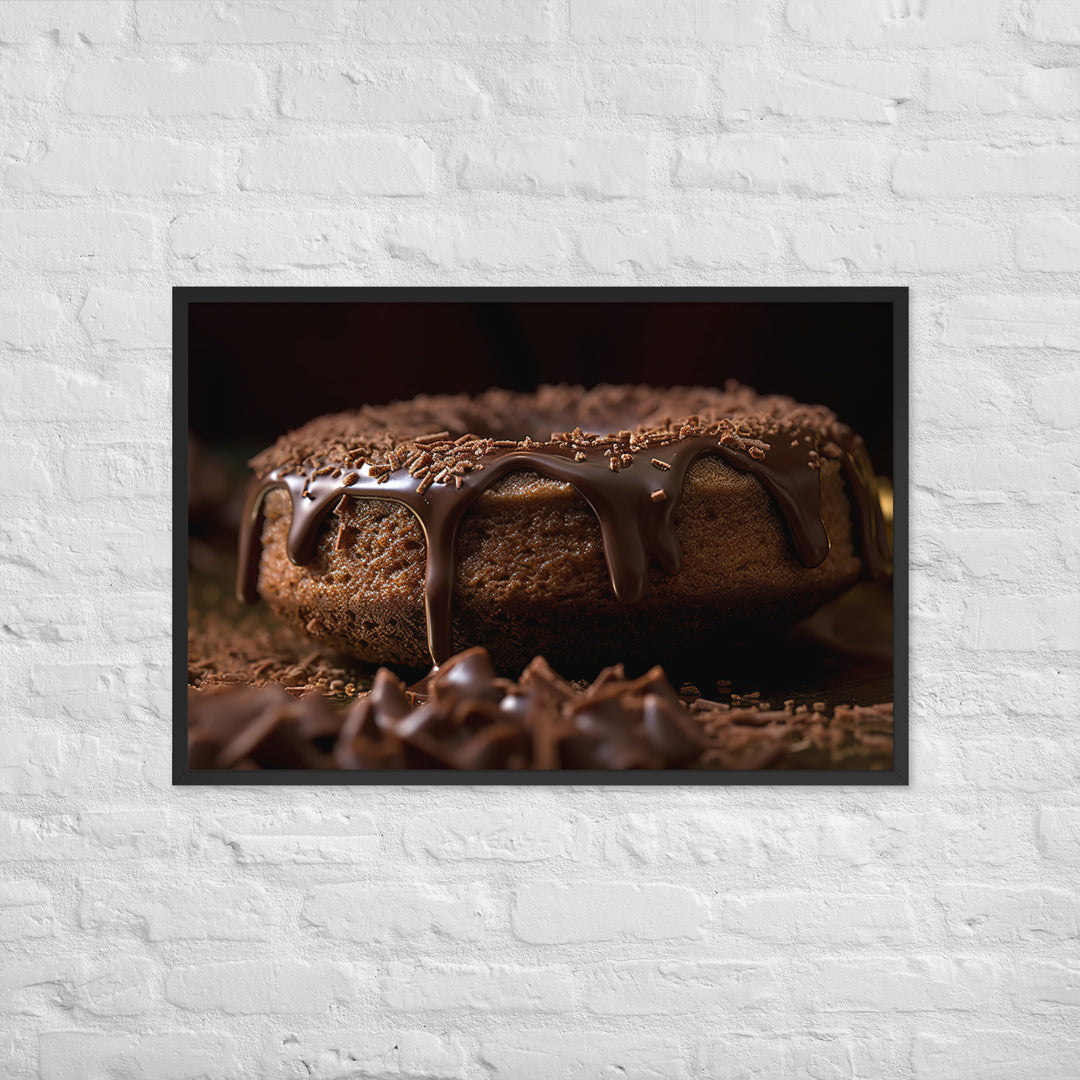 Chocolate Frosted Donut Framed poster 🤤 from Yumify.AI