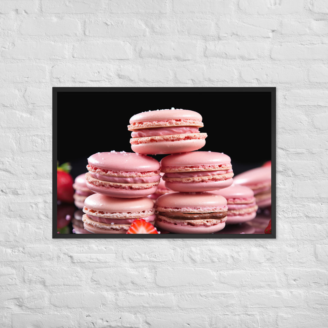 Strawberry Macarons Framed poster 🤤 from Yumify.AI