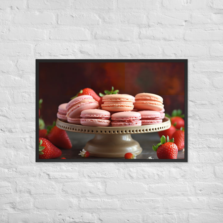 Strawberry Macarons Framed poster 🤤 from Yumify.AI