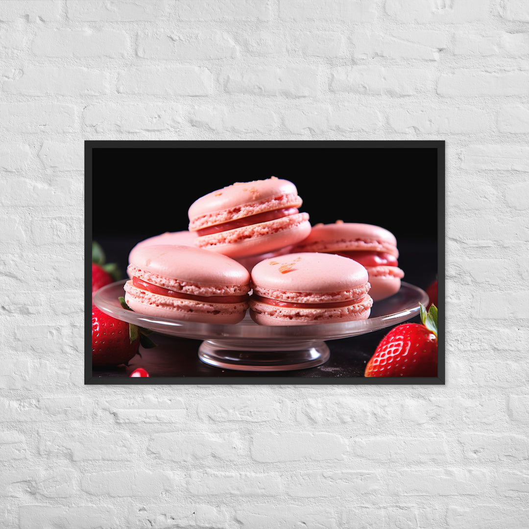 Strawberry Macarons Framed poster 🤤 from Yumify.AI