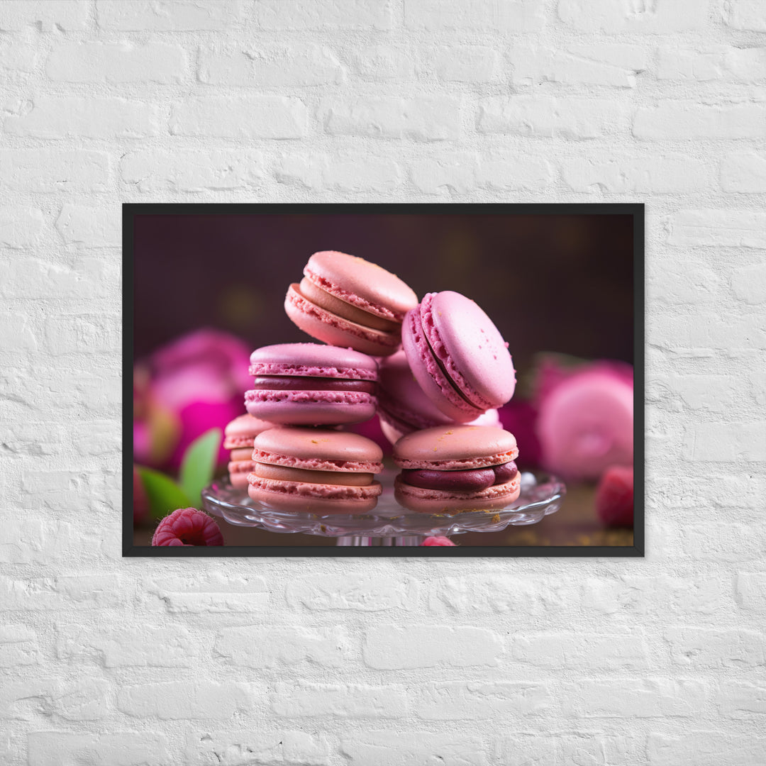 Raspberry Macarons Framed poster 🤤 from Yumify.AI