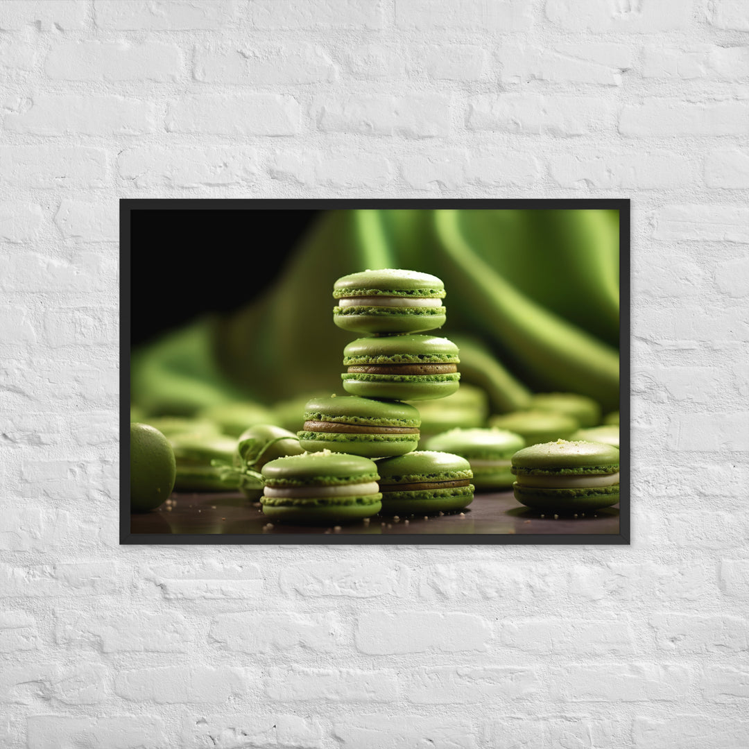 Matcha Green Tea Macarons Framed poster 🤤 from Yumify.AI