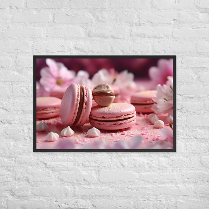 Cherry Blossom Macarons Framed poster 🤤 from Yumify.AI