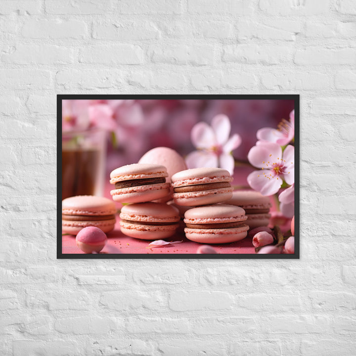 Cherry Blossom Macarons Framed poster 🤤 from Yumify.AI