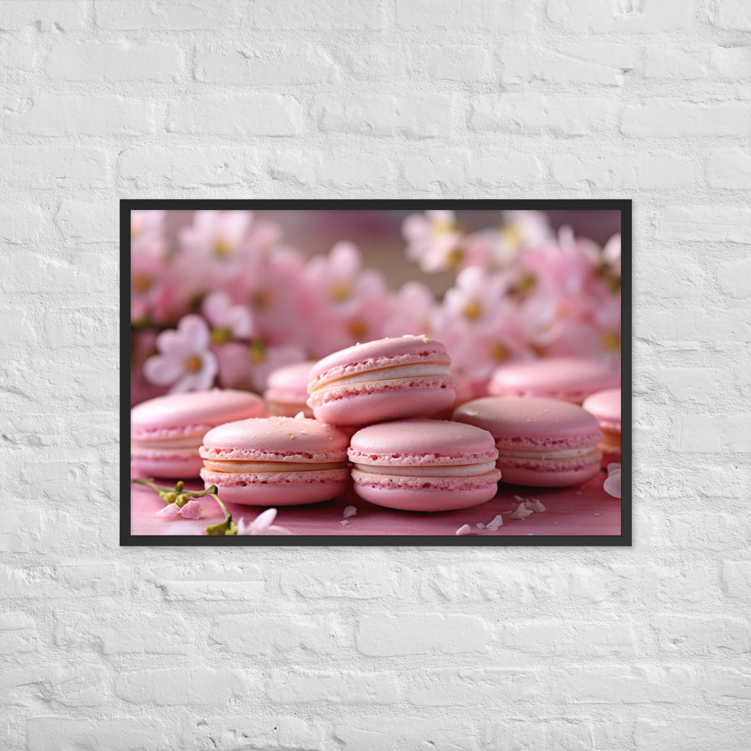 Cherry Blossom Macarons Framed poster 🤤 from Yumify.AI