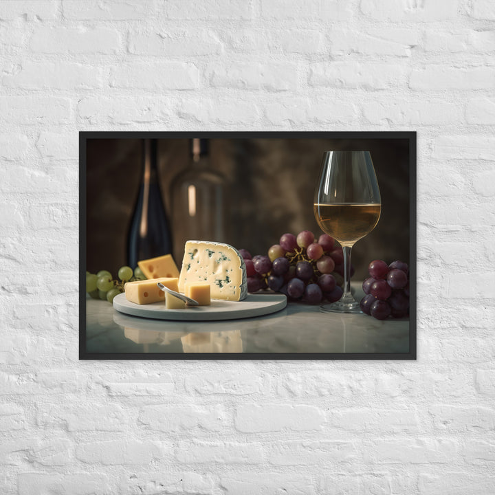 Swiss Cheese and Wine Pairing Framed poster 🤤 from Yumify.AI