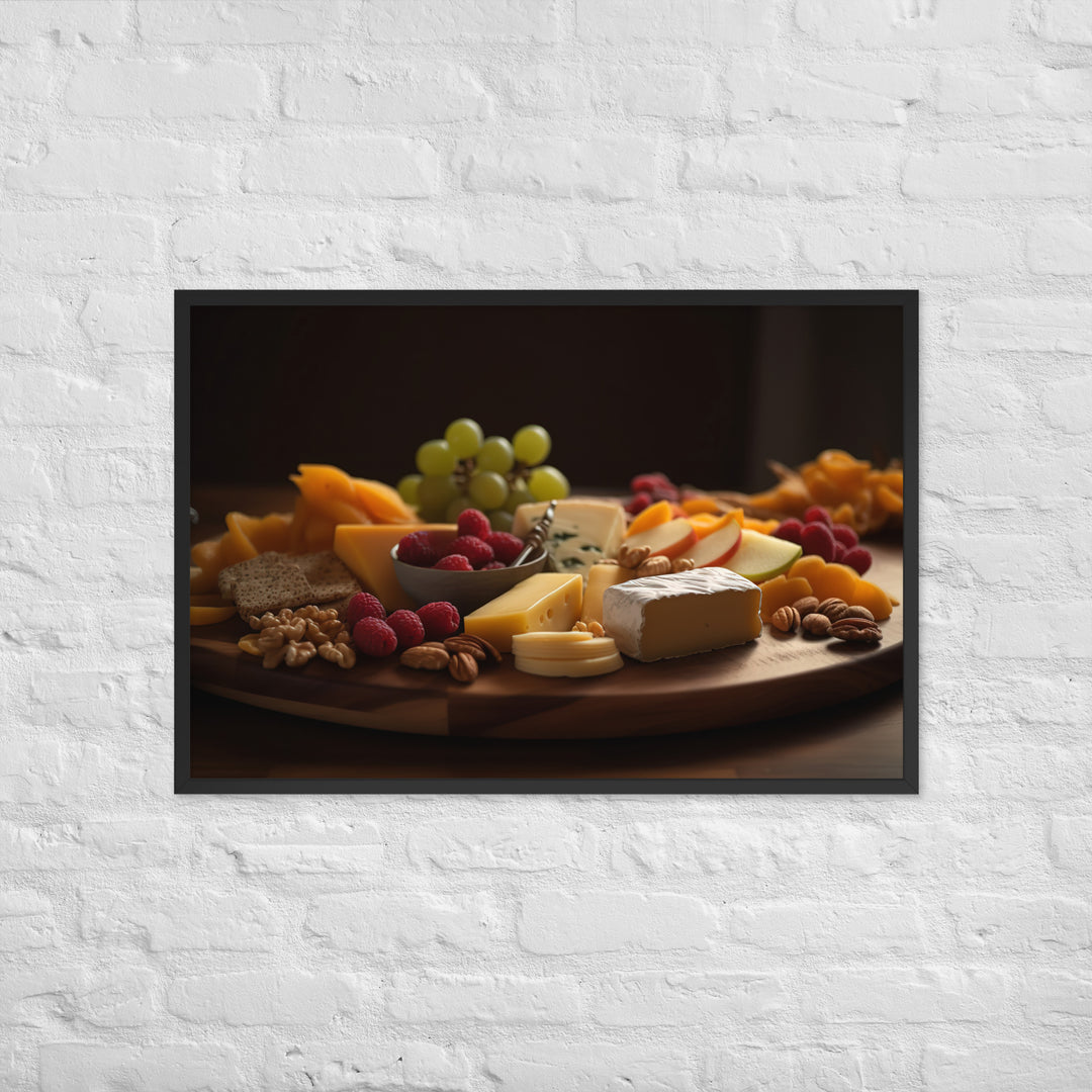 Cheese platter featuring Parmesan cheese Framed poster 🤤 from Yumify.AI