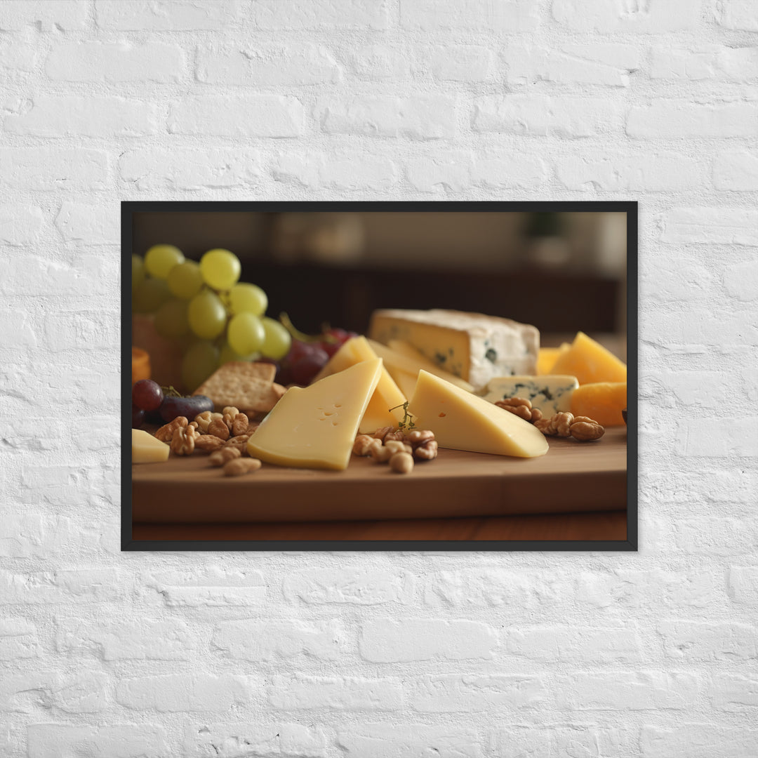 Cheese platter featuring Parmesan cheese Framed poster 🤤 from Yumify.AI