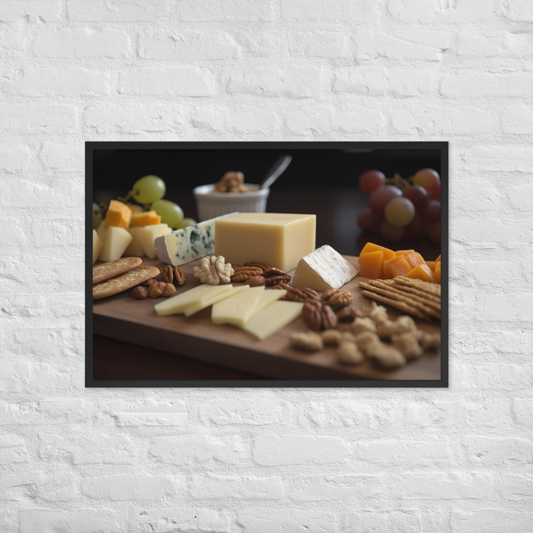 Cheese platter featuring Parmesan cheese Framed poster 🤤 from Yumify.AI