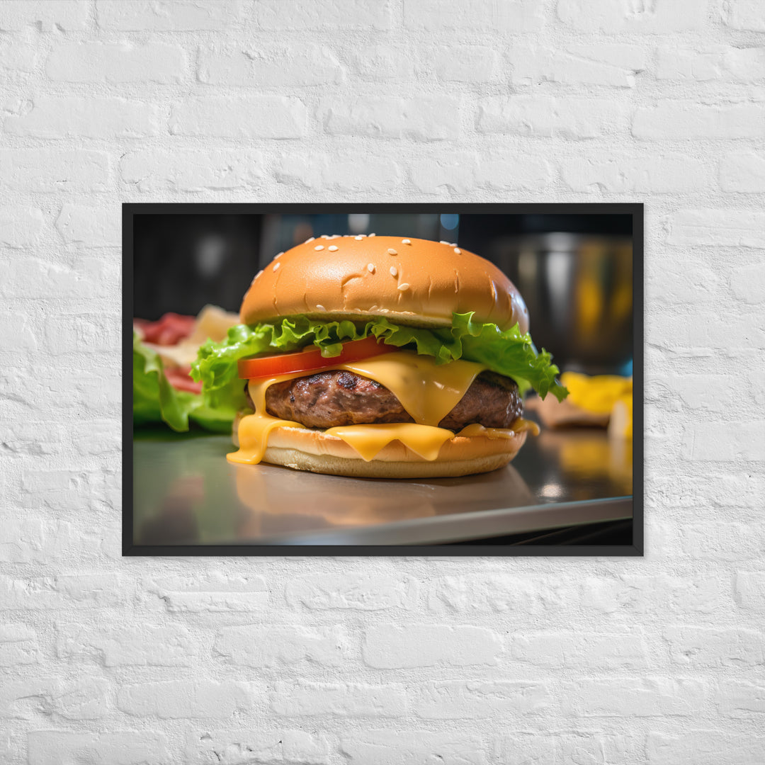 Cheddar Stuffed Burger Framed poster 🤤 from Yumify.AI