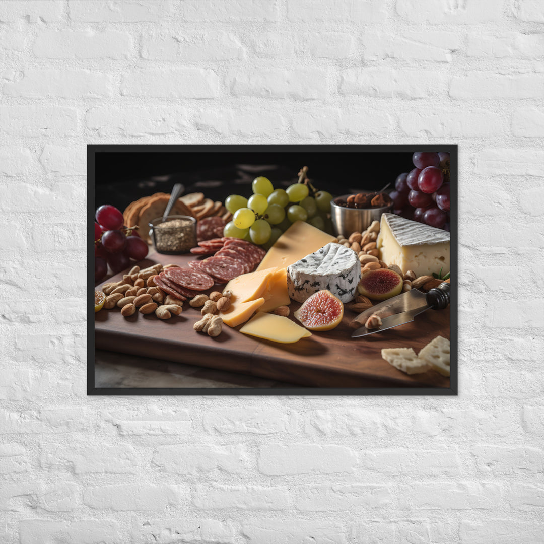 Charcuterie Board with Swiss Cheese Framed poster 🤤 from Yumify.AI