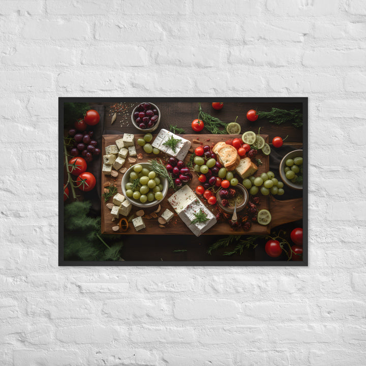 Beautiful spread of feta cheese cubes Framed poster 🤤 from Yumify.AI