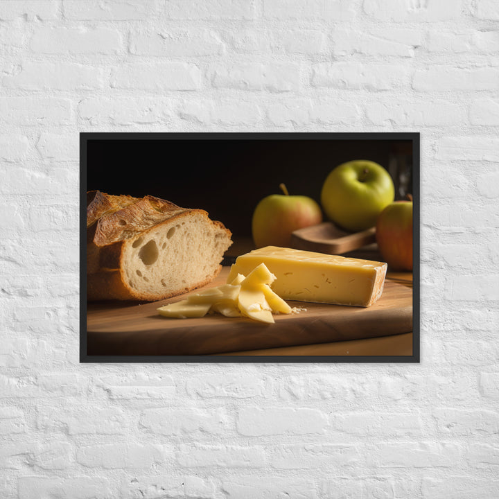 A slice of aged cheddar Framed poster 🤤 from Yumify.AI