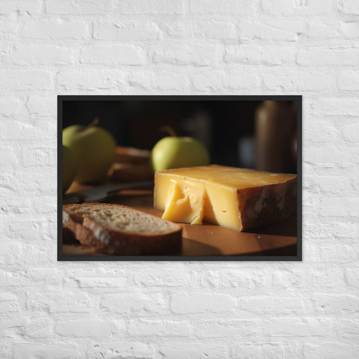 A slice of aged cheddar Framed poster 🤤 from Yumify.AI