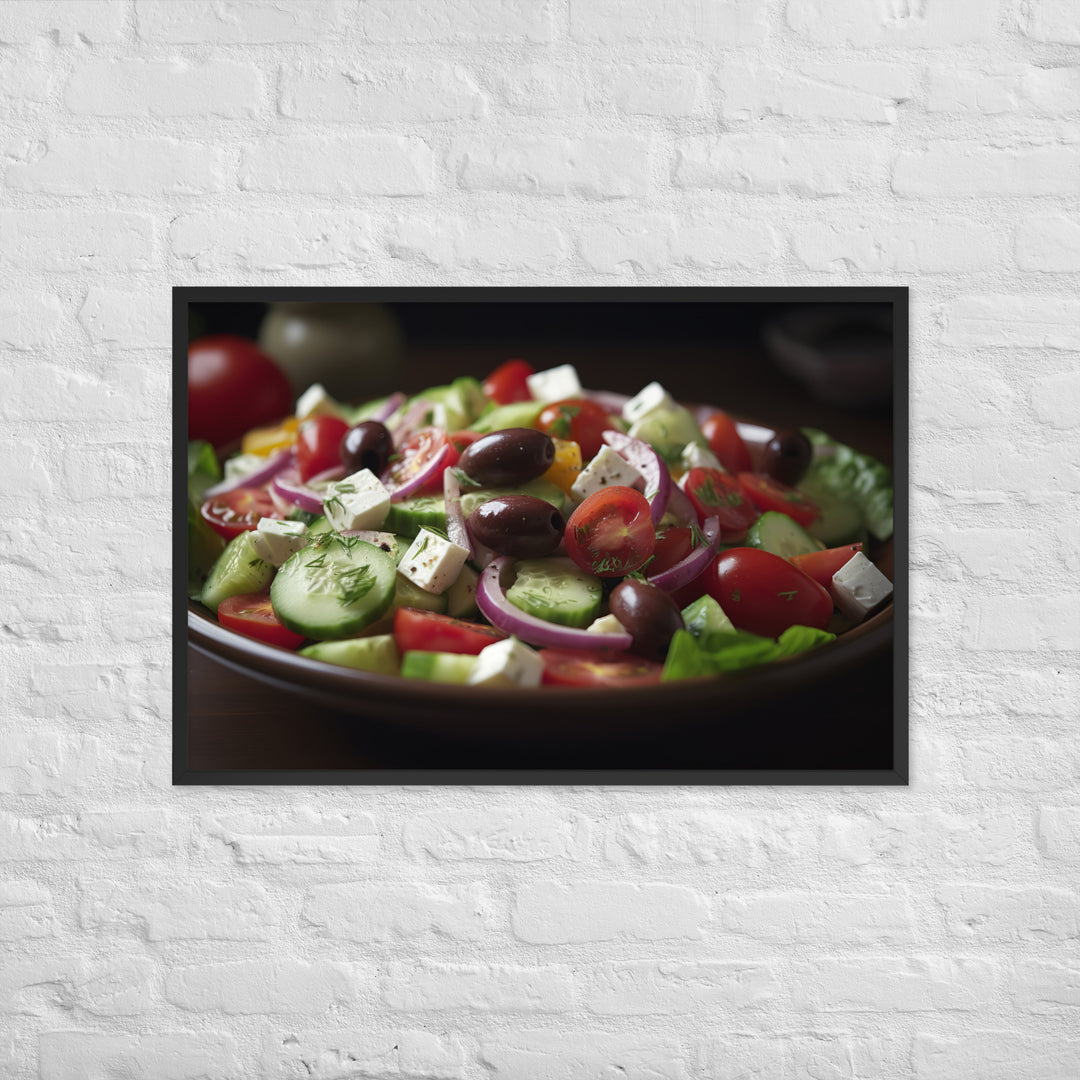 Vibrant Greek salad Framed poster 🤤 from Yumify.AI