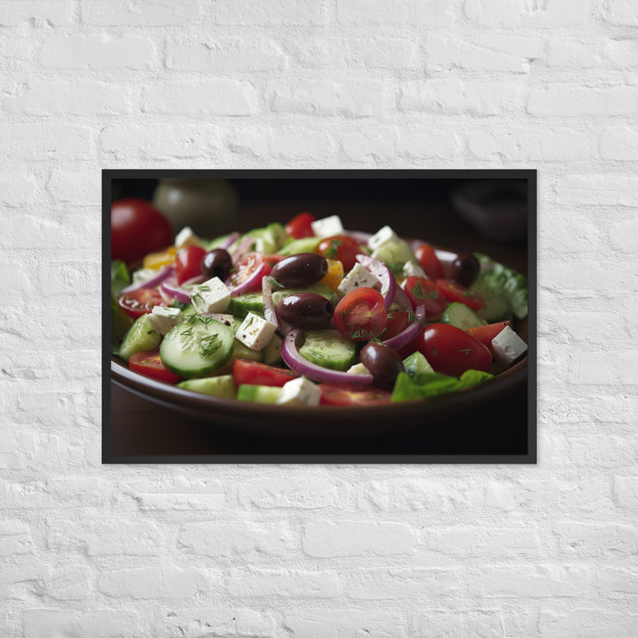 Vibrant Greek salad Framed poster 🤤 from Yumify.AI