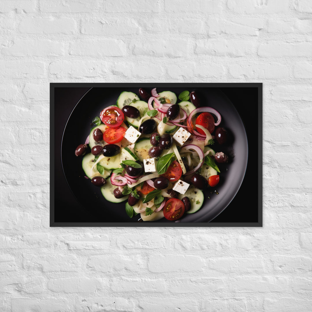 Vibrant Greek salad Framed poster 🤤 from Yumify.AI