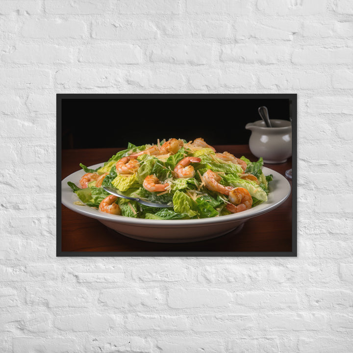 Shrimp Caesar salad Framed poster 🤤 from Yumify.AI