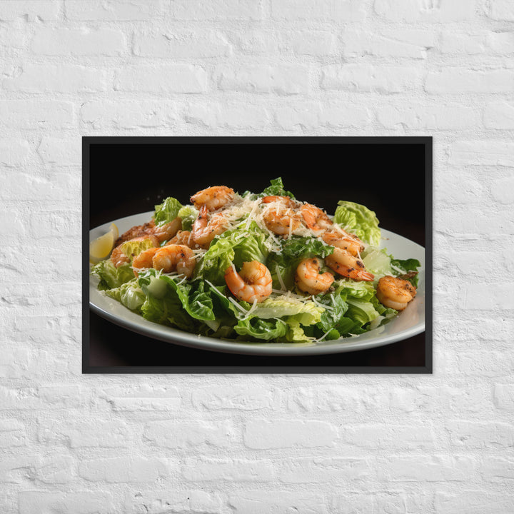 Shrimp Caesar salad Framed poster 🤤 from Yumify.AI