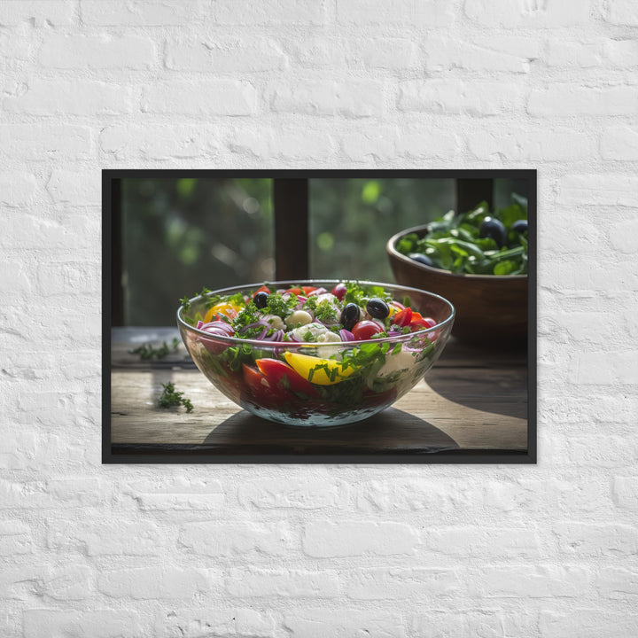 Colorful and refreshing Greek salad Framed poster 🤤 from Yumify.AI