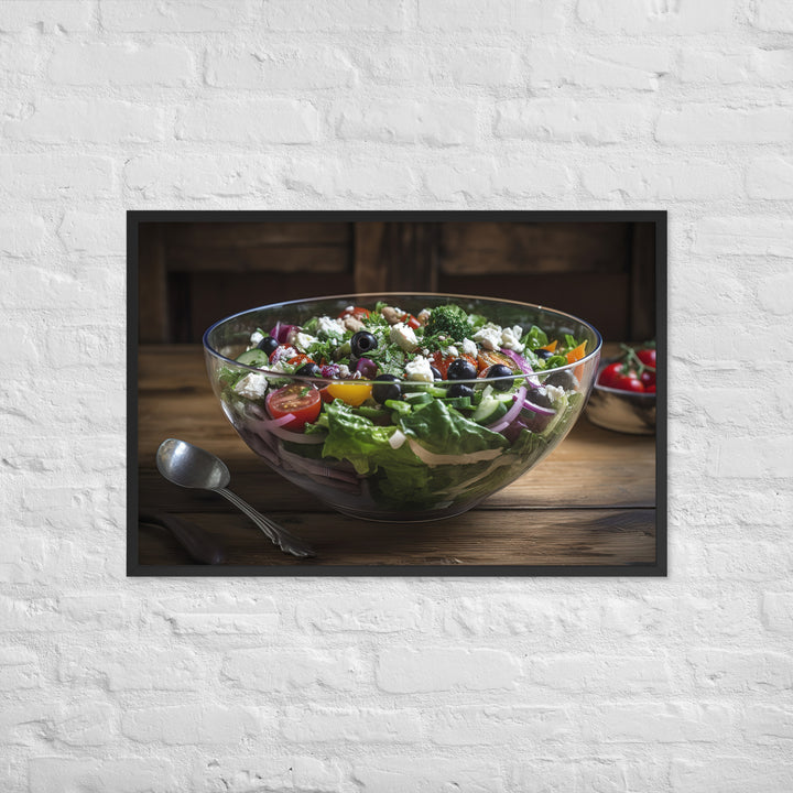 Colorful and refreshing Greek salad Framed poster 🤤 from Yumify.AI