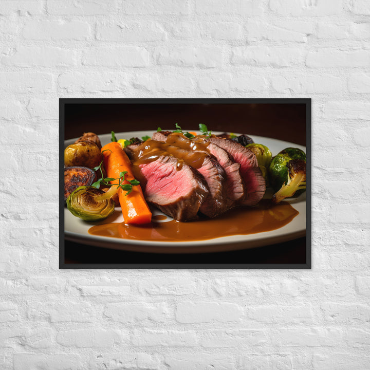 Tender Sirloin Steak with Roasted Vegetables Framed poster 🤤 from Yumify.AI