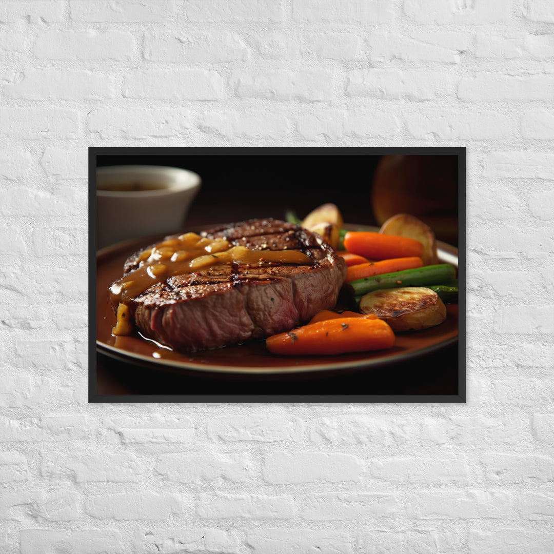 Tender Sirloin Steak with Roasted Vegetables Framed poster 🤤 from Yumify.AI