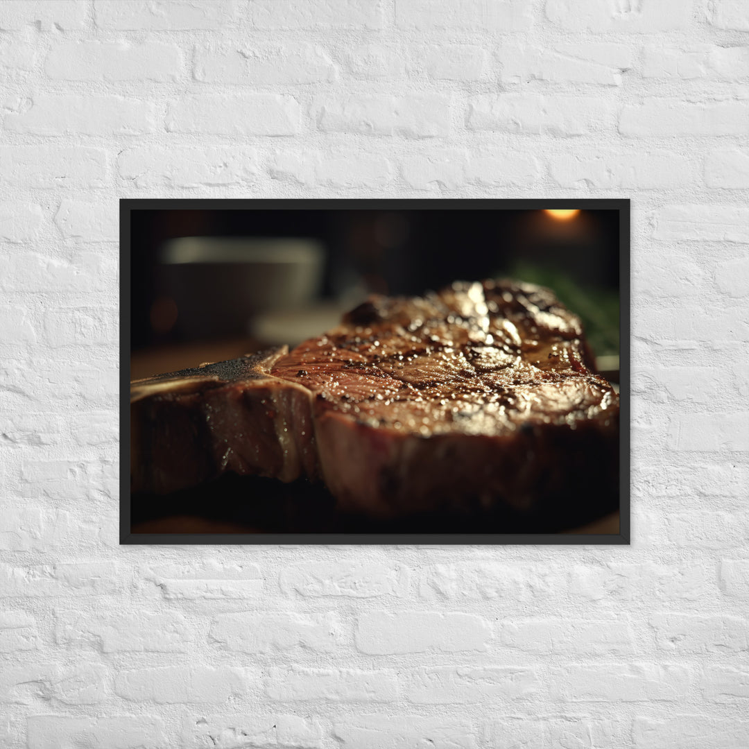 T-Bone Steak Rare and Delicious Framed poster 🤤 from Yumify.AI