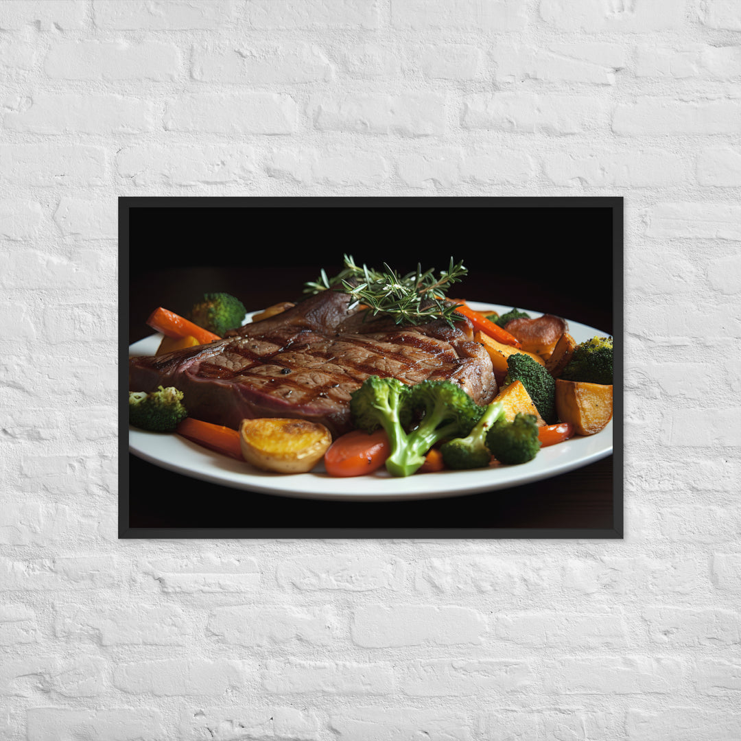 T-Bone Steak Medium Rare Framed poster 🤤 from Yumify.AI