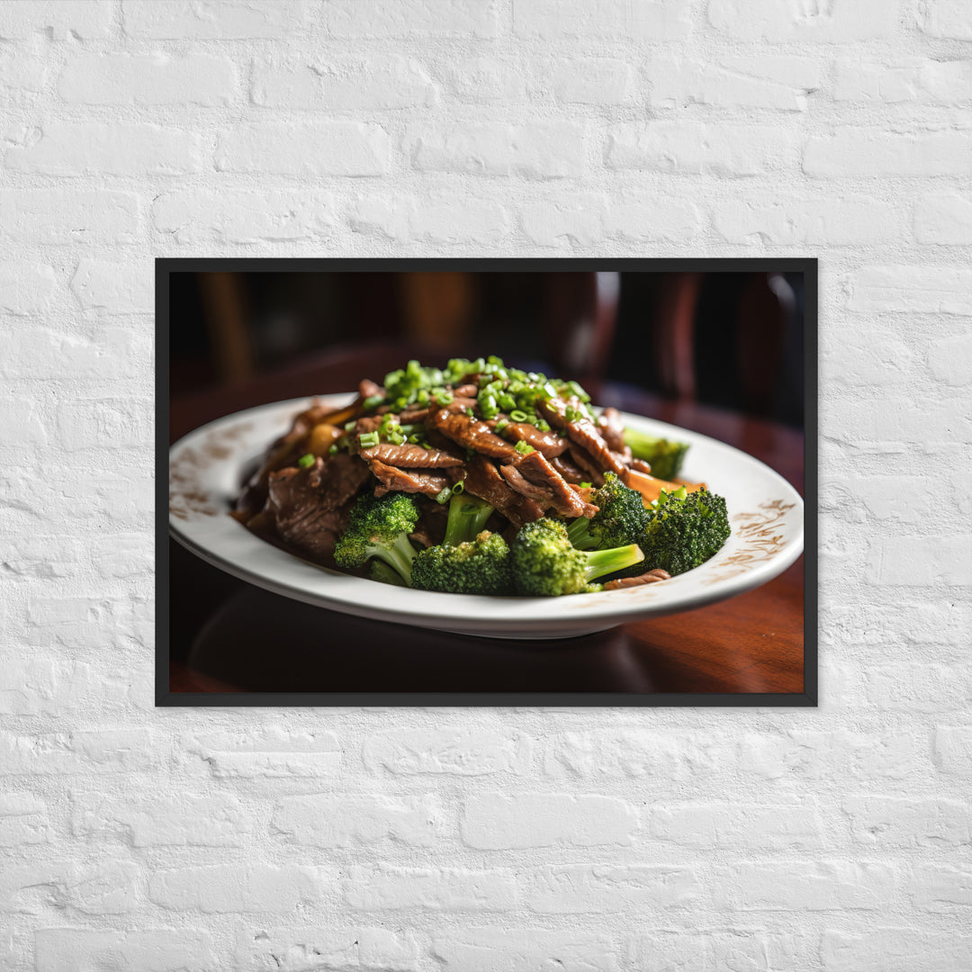 Stir Fried Flank Steak with Broccoli Framed poster 🤤 from Yumify.AI