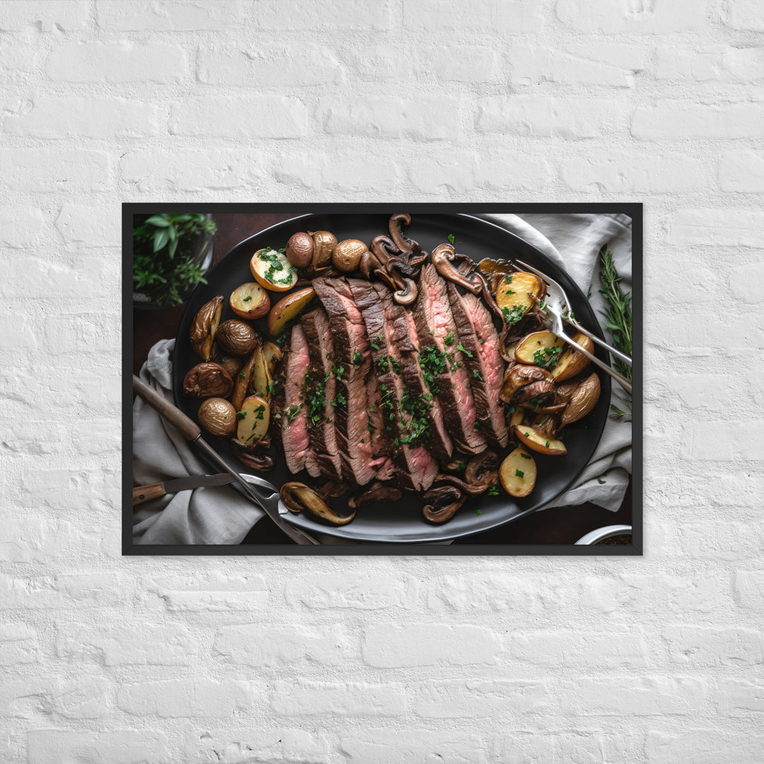 Skillet Seared Skirt Steak Framed poster 🤤 from Yumify.AI