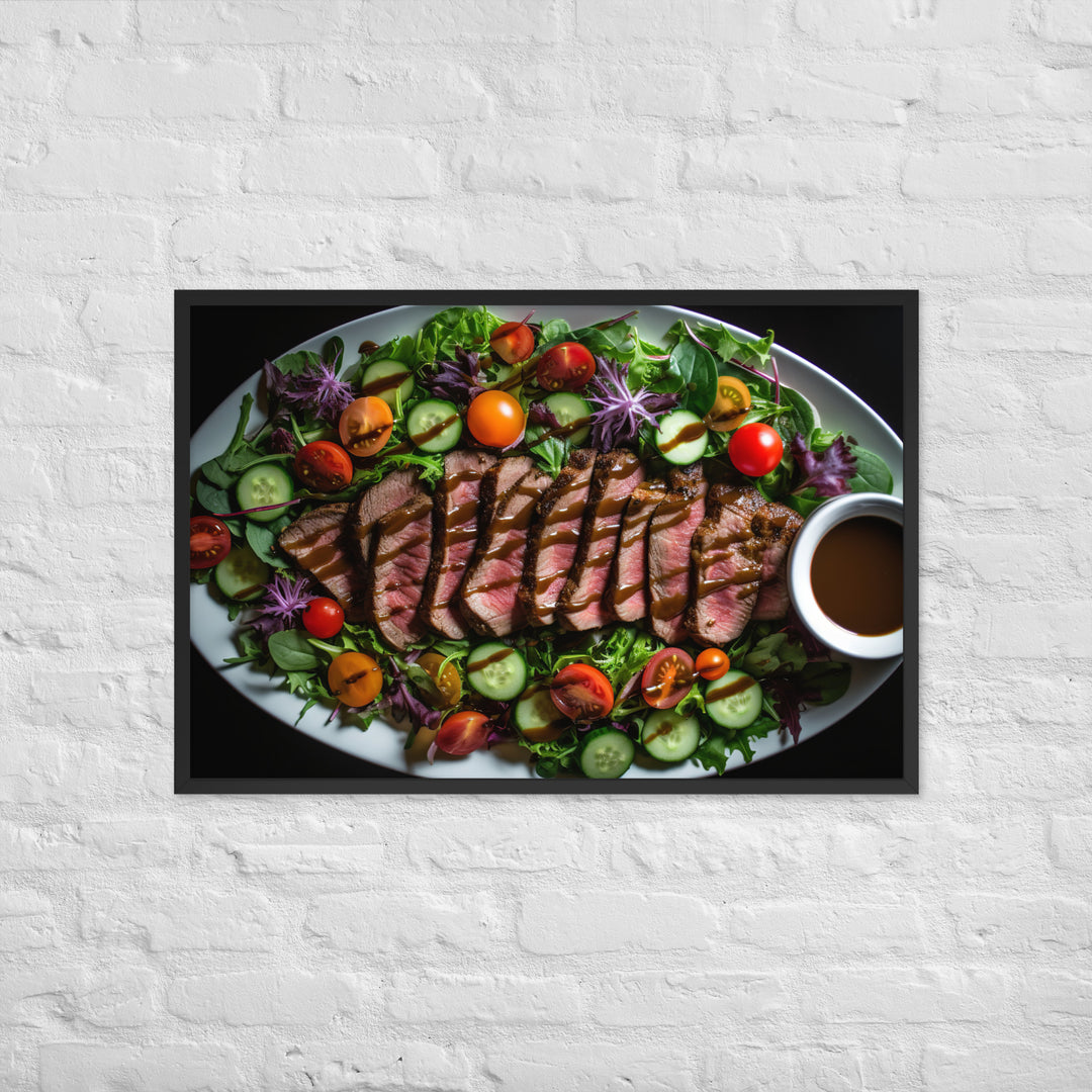 Sirloin Steak Salad with Balsamic Vinaigrette Framed poster 🤤 from Yumify.AI