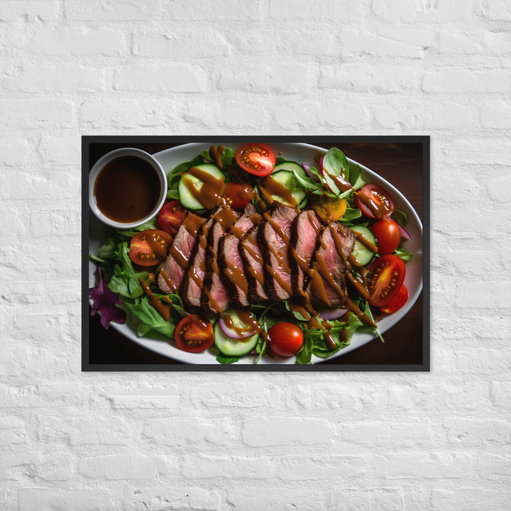 Sirloin Steak Salad with Balsamic Vinaigrette Framed poster 🤤 from Yumify.AI