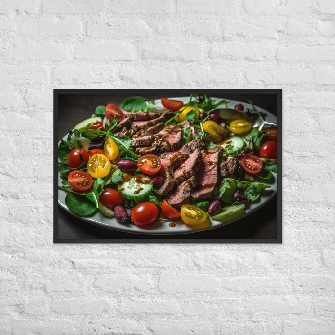 Sirloin Steak Salad with Balsamic Vinaigrette Framed poster 🤤 from Yumify.AI