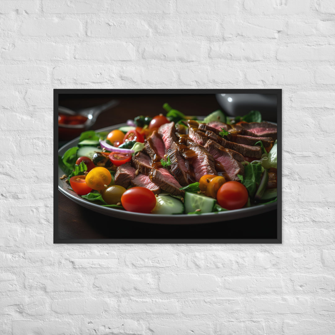 Sirloin Steak Salad with Balsamic Vinaigrette Framed poster 🤤 from Yumify.AI