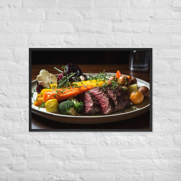 Savory Hanger Steak with Garlic Butter Framed poster 🤤 from Yumify.AI