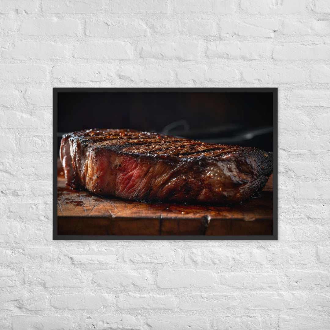 Perfectly Grilled New York Strip Steak Framed poster 🤤 from Yumify.AI