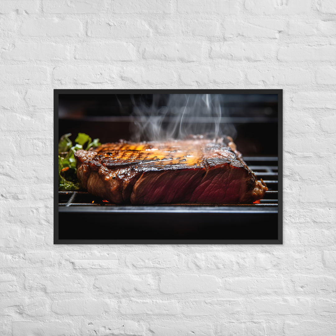 Perfectly Grilled New York Strip Steak Framed poster 🤤 from Yumify.AI