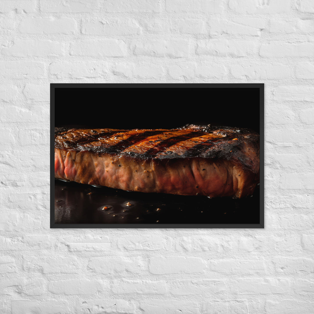 Perfectly Grilled New York Strip Steak Framed poster 🤤 from Yumify.AI