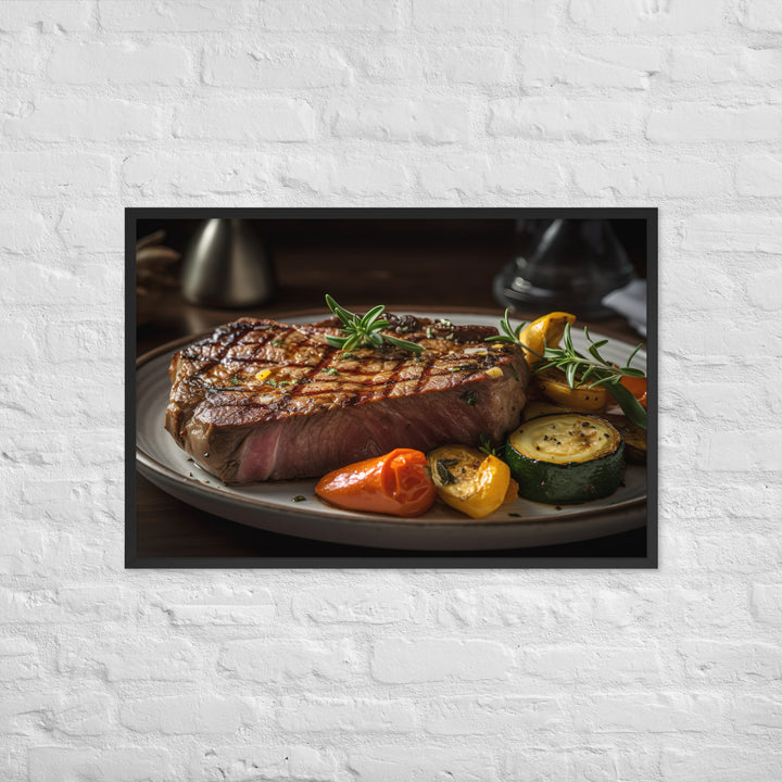 New York Strip Steak with Roasted Vegetables Framed poster 🤤 from Yumify.AI