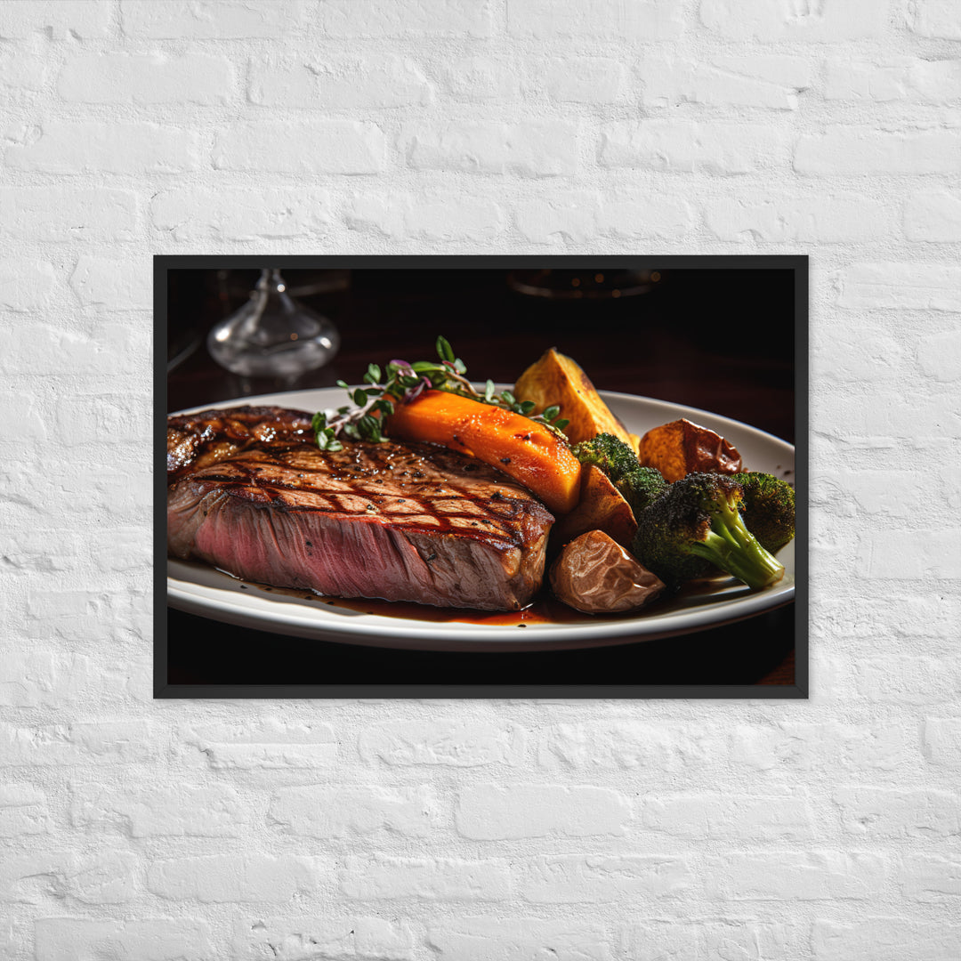New York Strip Steak with Roasted Vegetables Framed poster 🤤 from Yumify.AI